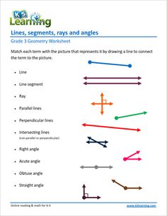 the worksheet for learning lines, segments and angles is shown in this image