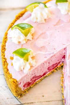 a close up of a pie on a table