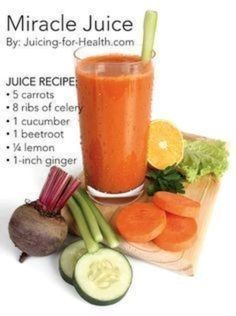 the juice recipe includes carrots, celery and cucumber