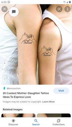 two women with matching tattoos on their arms