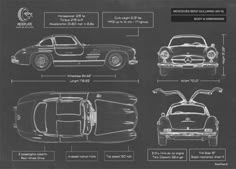 the mercedes benz roadster blueprint is shown