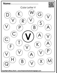 the color letter v worksheet for children to practice their handwriting and writing skills