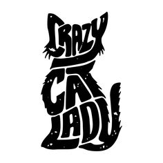 the word crazy cat dad written in black ink on a white background with an animal's head