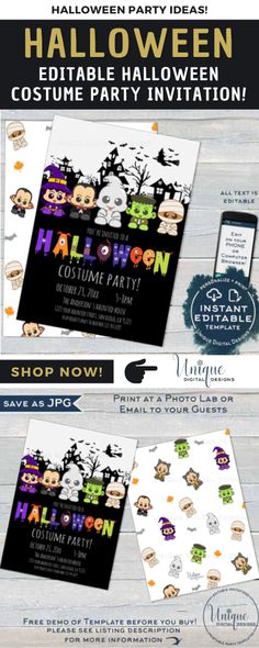 Halloween Costume Party Invitation Block Party Invitations, Costume Party Invitation, Halloween Costume Party Invitations, Halloween Party Invite, Costume Party Invitations, The Ghouls, Autumn Invitations