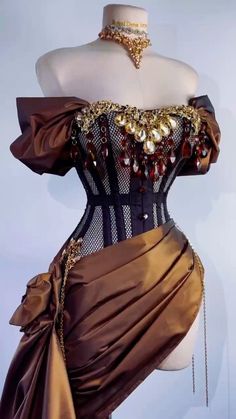 Glamour Dress, Fashion Inspiration Design, Glam Dresses, Fancy Outfits, Fantasy Fashion, Brown Dress, Stage Outfits, Fancy Dresses