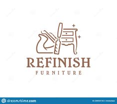 the logo for furniture company with a chair and a bag on it, which is also used