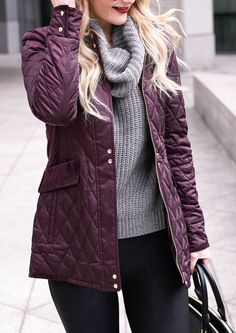 Burgundy Jacket Outfit Fall, Mauve Jacket Outfit, Purple Jacket Outfit Winter, Purple Winter Outfit, Purple Jacket Outfit, Winter Outfits For Ladies, Stylish Outfits For Women, Winter Jacket Outfits, Girls Fall Fashion