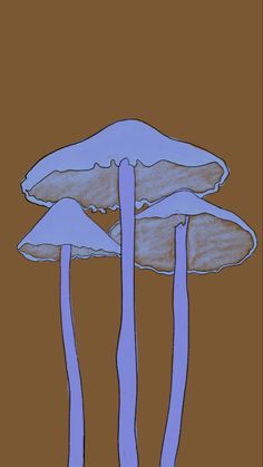 three blue mushrooms sitting on top of each other