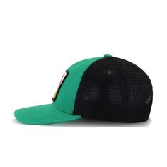 Adjustable hat. Cap is "One Size Fits Most" (OSFM). Catch them! Hat Material: 100% Cotton/PolyesterCrown: Kelly/BlackVisor: KellyButton: KellyFront Logo: Official colors Green Trucker Snapback Hat With Flat Bill, Green Flat Brim Hat, One Size Fits Most, Green Baseball Cap With Curved Bill For Streetwear, Green Curved Bill Baseball Cap For The Beach, Green Curved Bill Baseball Cap For Streetwear, Green Curved Bill Baseball Cap For Beach, Green Flat Brim Baseball Cap For The Beach, Green Flat Brim Baseball Cap For Beach, Green Trucker Snapback Hat With Curved Bill