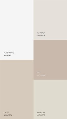 the different shades of paint that are neutral and light brown, white, and beige