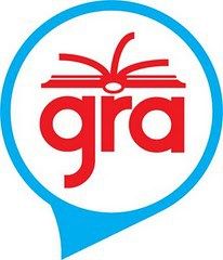 the gra logo is shown in red and blue