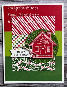 a christmas card with the words merry christmas on it and a house made out of paper