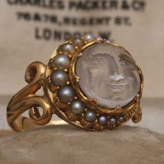 Victorian Man in the Moon Ring — Erica Weiner Antique Collectible Moonstone Ring, The Man In The Moon, Moon Jewellery, Victorian Man, Man In The Moon, In The Moon, Moon Ring, Dope Jewelry, Funky Jewelry