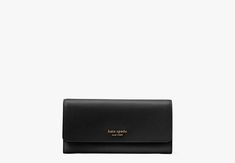 Say hi to your new everyday essential. Made from scratch-resistant Saffiano leather our Morgan continental wallet will keep its sleek luxe look for years to come. | Kate Spade Morgan Flap Continental Wallet, Black Luxury Kate Spade Wallets For Daily Use, Luxury Rectangular Kate Spade Wallet, Kate Spade Black Leather Wallet, Kate Spade Black Wallet With Interior Card Slots, Kate Spade Black Wallet, Classic Black Wallets, Affordable, Kate Spade Black Wallet With Zipper Closure, Kate Spade Wallet, Say Hi