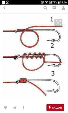 three different types of fishing hooks on a cell phone