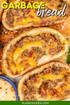 an image of homemade cheeseburger bread rolls with text overlay that reads, how to make the best garlic bread