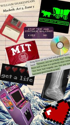 an image of a collage of various items and text on a piece of paper