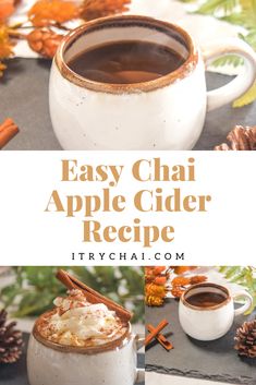 an easy chai apple cider recipe with cinnamon sticks