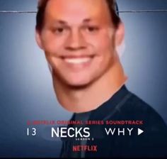 a smiling man with headphones on and the words neck's why in front of him