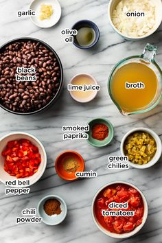 the ingredients to make this recipe include beans, tomatoes, onions, and broth