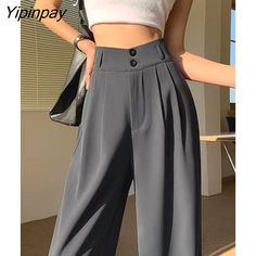 Casual Black Trousers, Korean Fashion Office, Black Trousers Casual, Office Elegant, Leg Women, Slacks Pants, Black And White Shirt, Pants Vintage