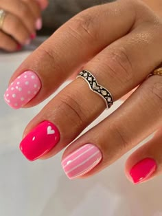 Free Returns ✓ Free Shipping✓. Upgrade Your Look With 24pcs Long Square Heart Print Full Cover Fake Nail Kit- Press On Nails at SHEIN. February Nails, Colorful Nails, Cute Gel Nails, Her Nails, Get Nails, Dipped Nails, Nails And Makeup, Nail It, Fancy Nails