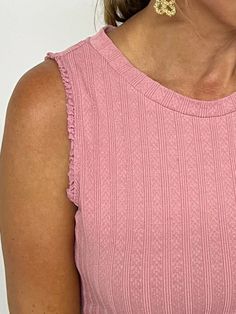 Knit Tank Top, Denim Skirts, Mauve Pink, Knit Tank, Pink Tank Top, Textured Knit, Pink Outfit, Knitted Tank Top, Knit Tanks