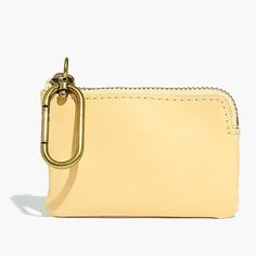 Nwt Madewell The Leather Mini Pouch In Pale Yellow With Carabiner 2 Attach 2 Belt Or To Handbag. The Leather Carabiner Mini Pouch Color: Light Straw Wallet With Keychain, Madewell Accessories, Card Pouch, Mini Pouch, Key Pouch, Leather Luggage Tags, Leather Key Fobs, Keychain Wallet, Black Leather Wallet