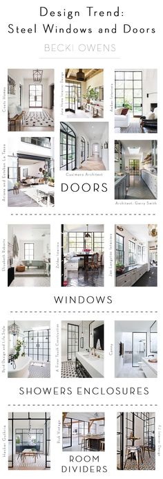 the interior design trend for windows and doors is shown in this graphic style, with different styles