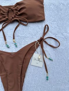 multi gem bikini include quartz, tigers eye, amethyst, calcite.  brown bikini include turquoise.  off white include green aventurine. available in sizes xs - xl  (this specific style of bikini is cheeky) washing instructions include with bikini . if you have an idea send us a message and let's collab! 💗 Easy Dress Sewing Patterns, Swimsuits Outfits, Cute Bathing Suits, Summer Swim Suits, Cute Bikinis, Cute Swimsuits, Bathing Suits