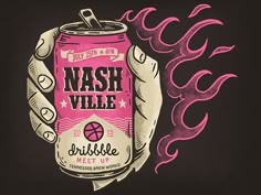 a hand holding a can of mash vile beer with flames coming out of it