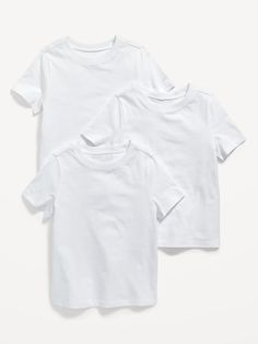 pack includes 3 solid t-shirts crew neck short sleeves relaxed fit hits below waistmachine wash according to the care instruction label Comfortable White Short Sleeve T-shirt, White Short Sleeve Basic T-shirt, Basic H&m Short Sleeve T-shirt, H&m Tshirts, Cheap White T-shirt With Pockets, Toddler Girl White Shirt, Girls Graphic Tee, Toddler Sizes, Girl Top