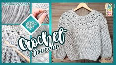 the crochet sweater is being made with yarn