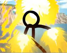 an animated image of a person holding a pair of scissors in front of the sun