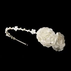 Flower Headband For Girls | First Communion Headband Headband Curls, Pearl Headband Wedding, Fabric Flower Headbands, Flower Girl Headband, Pearl Headpiece, Flower Girl Headbands, Ribbon Headbands