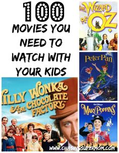 many movies are shown with the words, 100 movies you need to watch with your kids