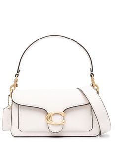 chalk white calf leather pebbled texture gold-tone logo plaque leather tag single detachable top handle detachable shoulder strap foldover top with magnetic fastening slip pocket to the front partitioned compartment internal zip-fastening pocket Coach Tabby 26, Coach Tabby, Leather Tag, Coach Tote, White Purses, Chalk White, Coach Shoulder Bag