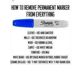 the instructions for how to remove permanent marker from everything