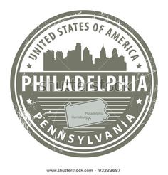 an stamp with the name and map of pennsylvania, united states of america - stock photo