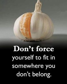 an onion with the caption don't force yourself to fit in somewhere you don't belong