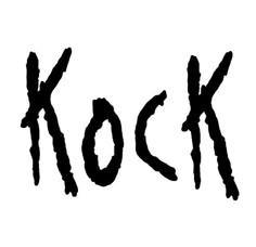 the word kock written in black ink on a white background with an oval shape