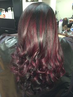 Dark plum/black with ruby/maroon Pretty Poison, Plum Hair, Wine Hair, Hair Tint, Dark Red Hair, Dark Hair With Highlights