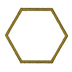 an embroidered hexagonal frame with gold thread in the center on a white background