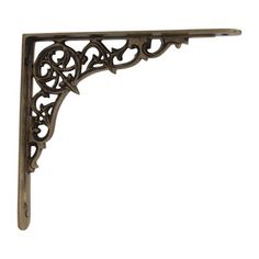 an ornate metal shelf bracket on a white background