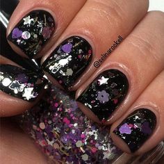 Latest Glitter Nail Designs Pretty Designs Clear Glitter Nails, Sparkle Nail Designs, Glitter Nail Designs, Black Nails With Glitter, Blue Glitter Nails, Pink Glitter Nails, Black Acrylic Nails