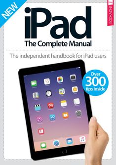 the ipad manual is being held up by a person's hand with an ipad on it