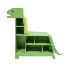 Teamson Kids' playful green dinosaur doubles as a bookcase and toy organizer. Teamson Kids' playful green dinosaur doubles as a bookcase and toy organizer. FEATURES Assorted compartments in the body and neck keep toys tidy and organized Sturdy enough for toddlers to sit on its back for comfy reading spot Spaces low enough for little helpers to keep spaces tidy Bright green color and unique shape for a decorative storage unit for bedrooms, playrooms, or classroomsDETAILS Some assembly required 45 Comfy Reading, Toddler Playroom, Toy Organizer, Reading Spot, Green Dinosaur, Toy Storage Boxes, Black Room, Kids Bookcase, Bookshelves Kids