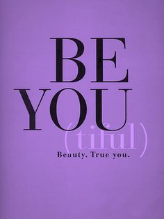 an advertisement with the words be you tiful in black and white on a blue background