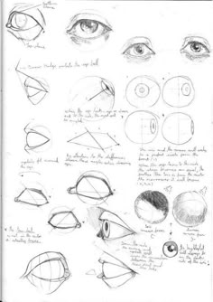 an image of various types of eyes and how to draw them with pencil on paper