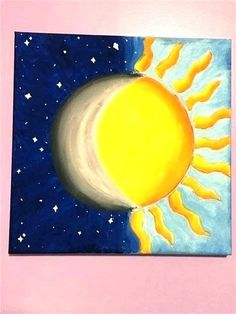 a painting of the sun and moon